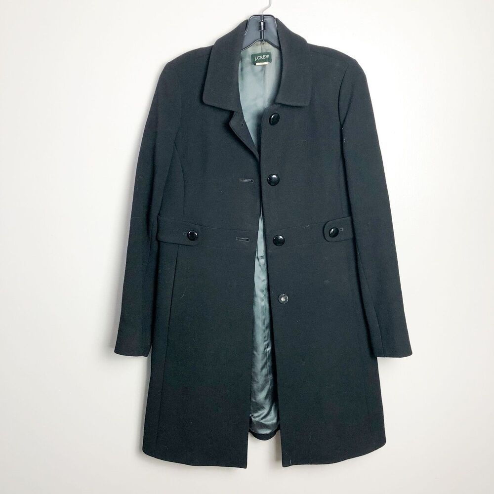 J. Crew Wool Long Black Classic Trench Coat 6
